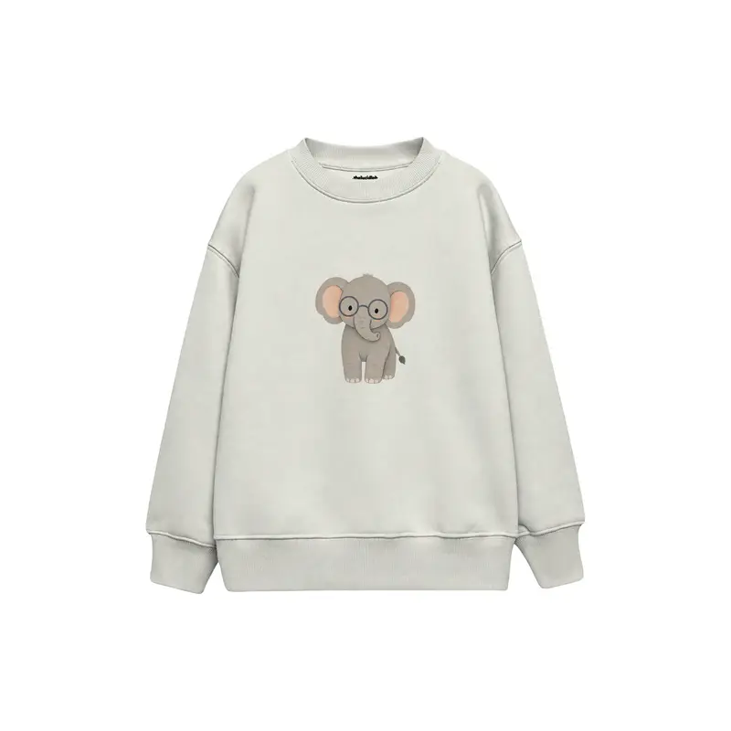 Elephant Wearing Soft Round Glasses Çocuk Sweatshirt
