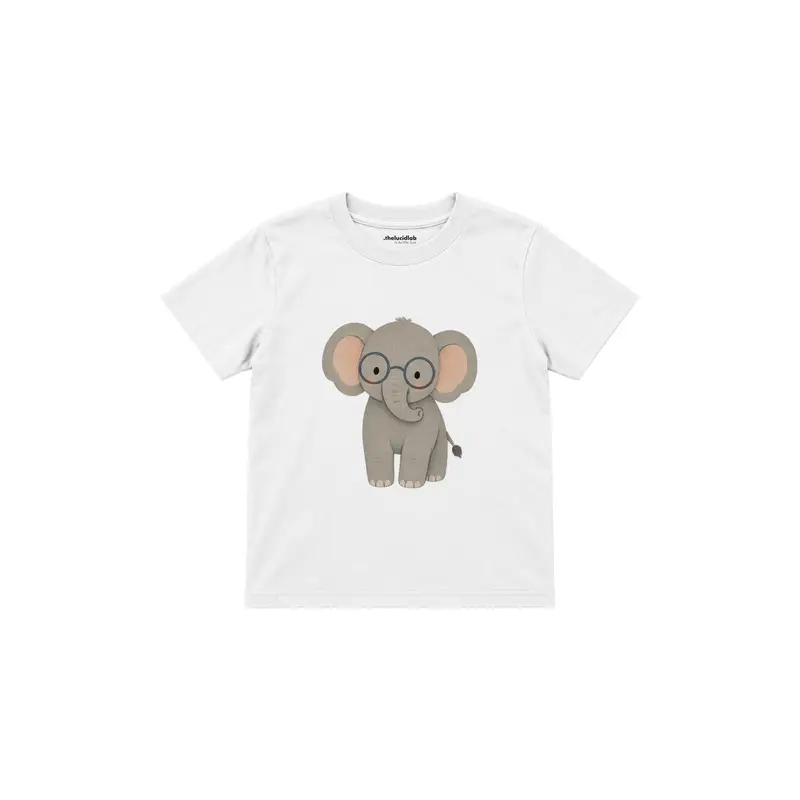 Elephant Wearing Soft Round Glasses Çocuk Tişört