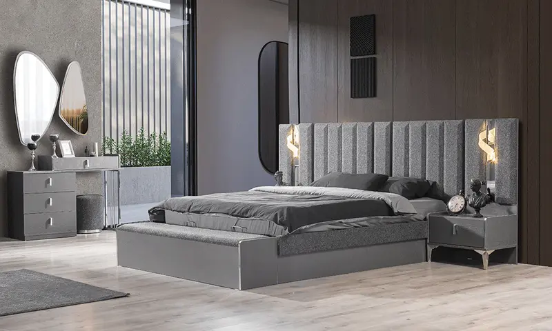 Endam Gri Modern Bazalı Karyola