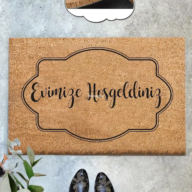 Evimize Hoşgeldiniz - Doğal Koko Hindistan Cevizi Kapı Önü Paspas 60x40cm