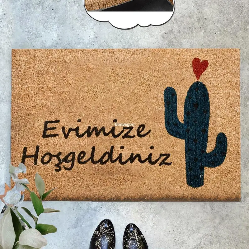 Evimize Hoşgeldiniz Melo Doğal Koko Hindistan Cevizi Kapı Önü Paspas 60x40cm