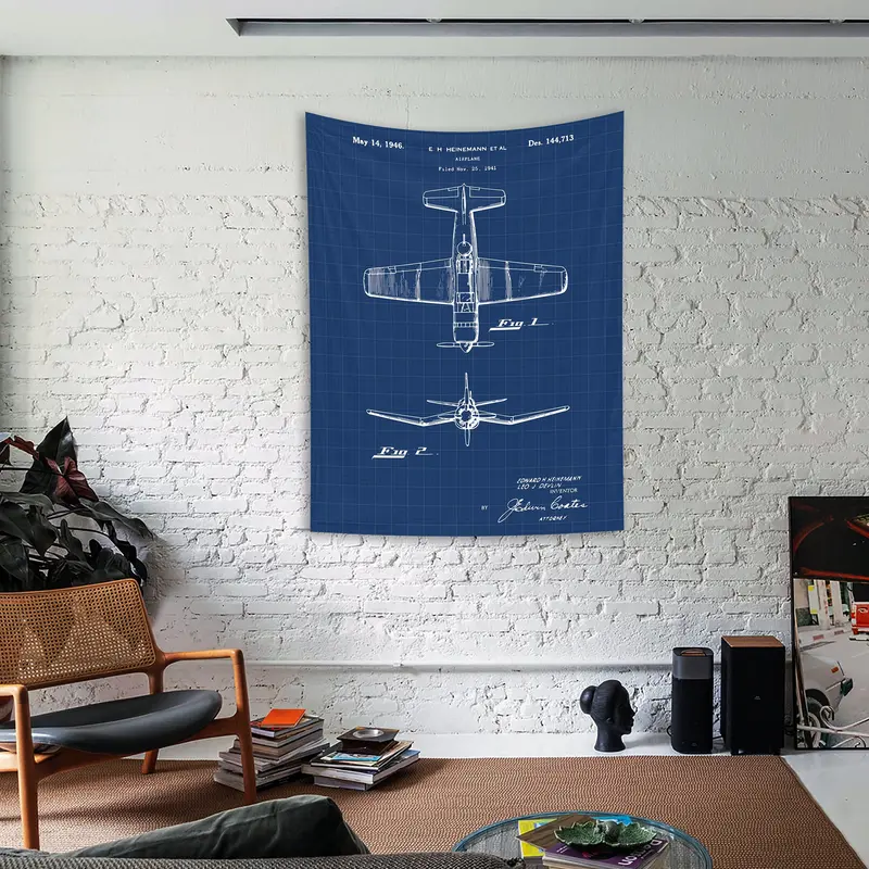 F4U Corsair Blueprint Duvar Örtüsü