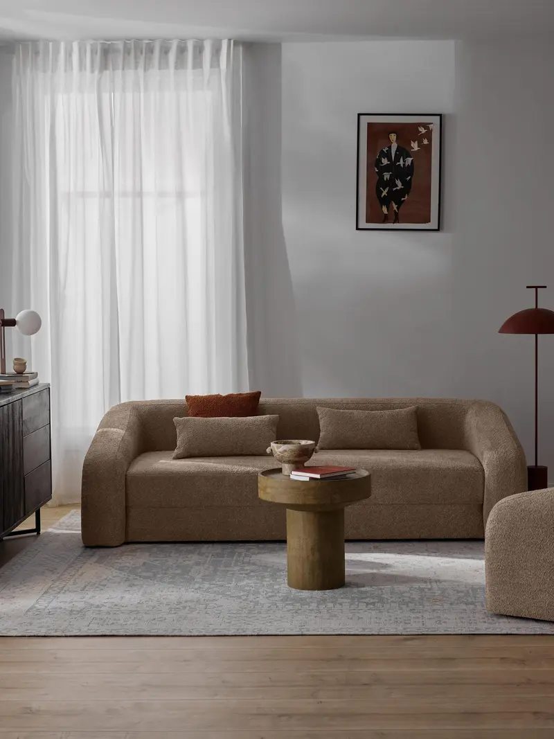 Fara Yataklı Üçlü Koltuk Bej Teddy
