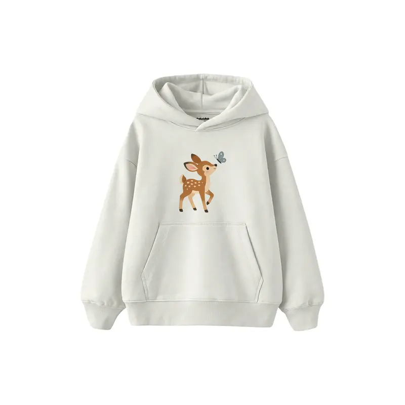 Fawn Looking at a Butterfly Çocuk Hoodie