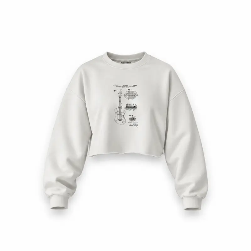 Fender Stratocaster Gitar Oversize Crop Sweatshirt