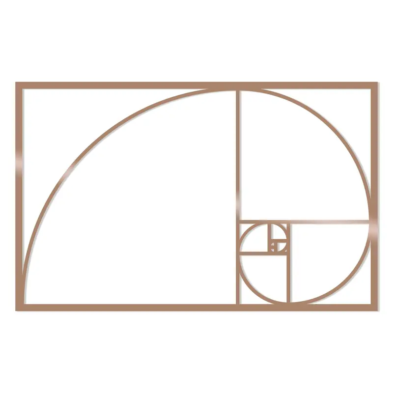 Fibonacci Spiral Metal Duvar Panosu - Bakır