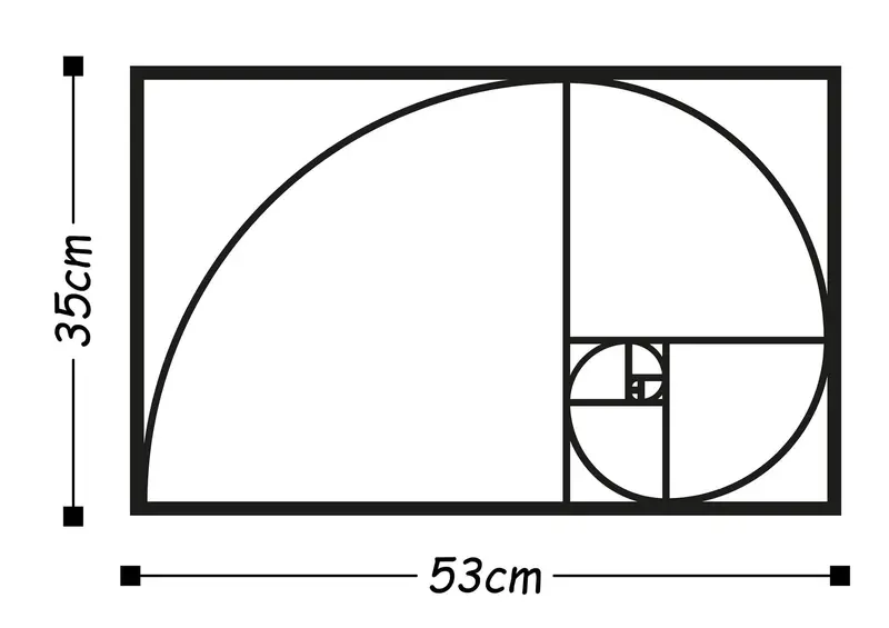 Fibonacci Spiral Metal Duvar Panosu - Siyah