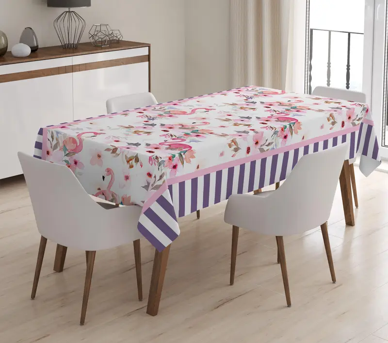Flamingo Desenli Dijital Baskılı 3D Masa Örtüsü