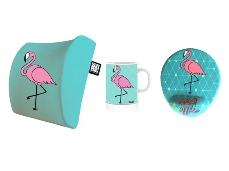 Flamingo Visco Bel Yastığı Kupa Mouse pad 3'lü Seti - Turkuaz