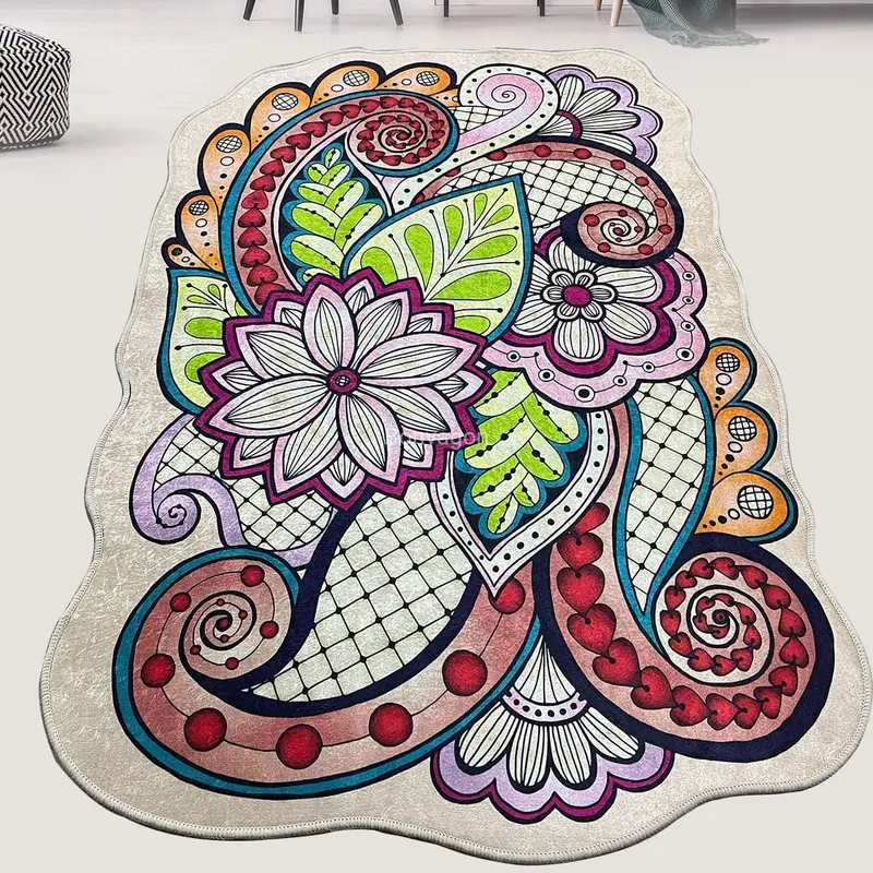 Form Dijital Baskılı Dekoratif Halı, Kaymaz Taban, Yıkanabilir