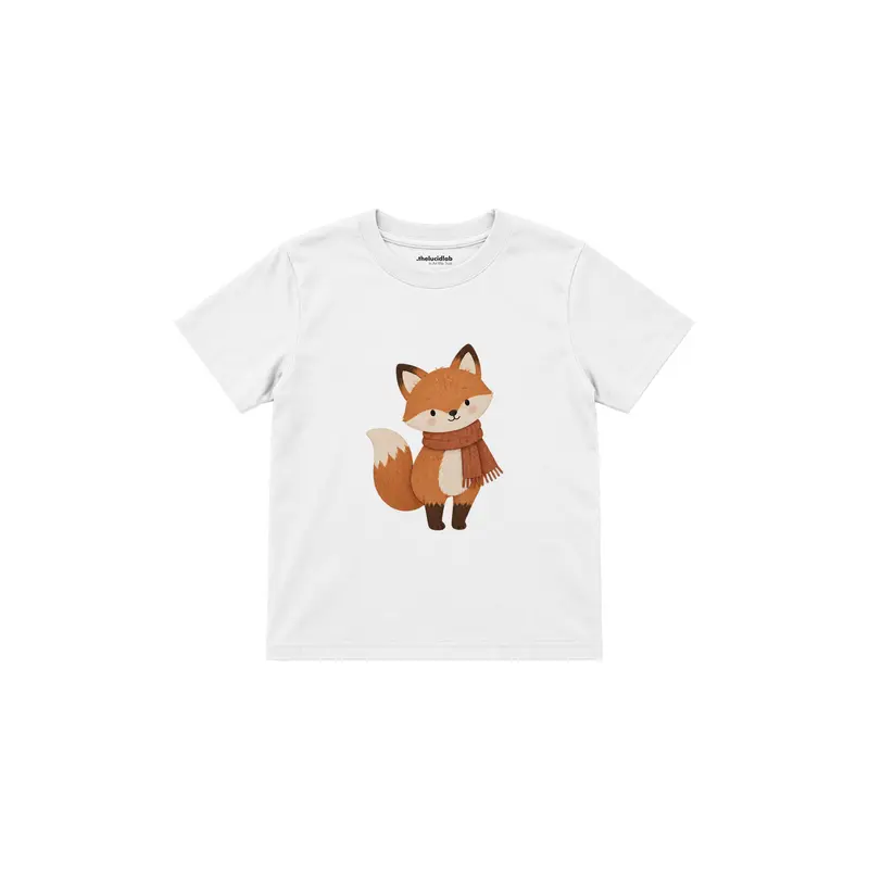 Fox in a Rust Scarf Çocuk Tişört