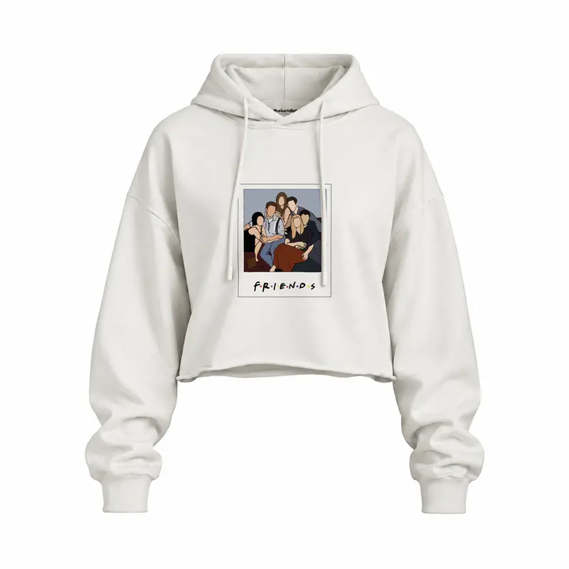 Friends Silüetli Oversize Crop Hoodie