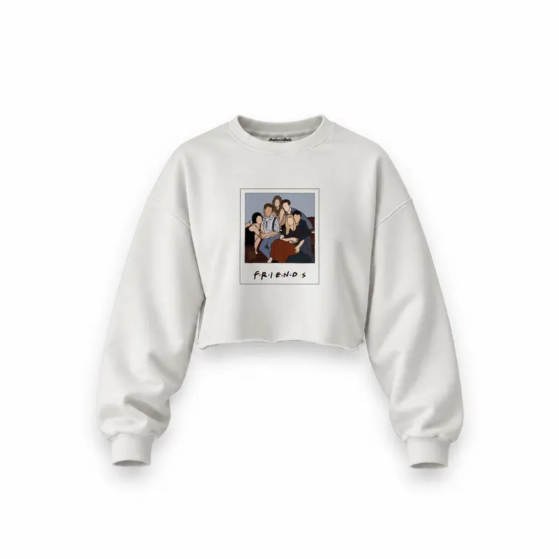 Friends Silüetli Oversize Crop Sweatshirt