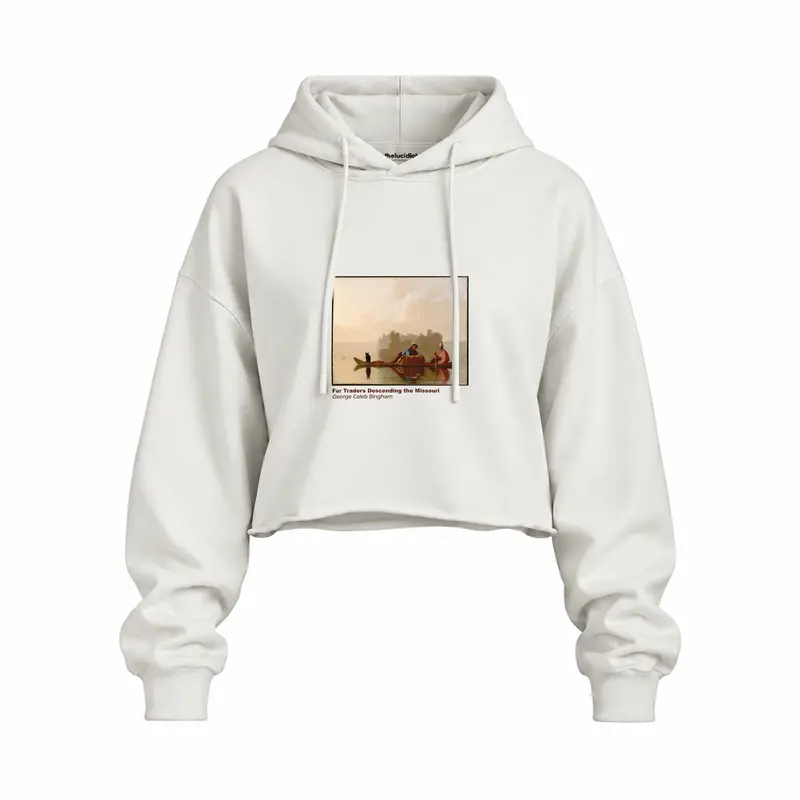 Fur Traders Descending the Missouri Oversize Crop Hoodie