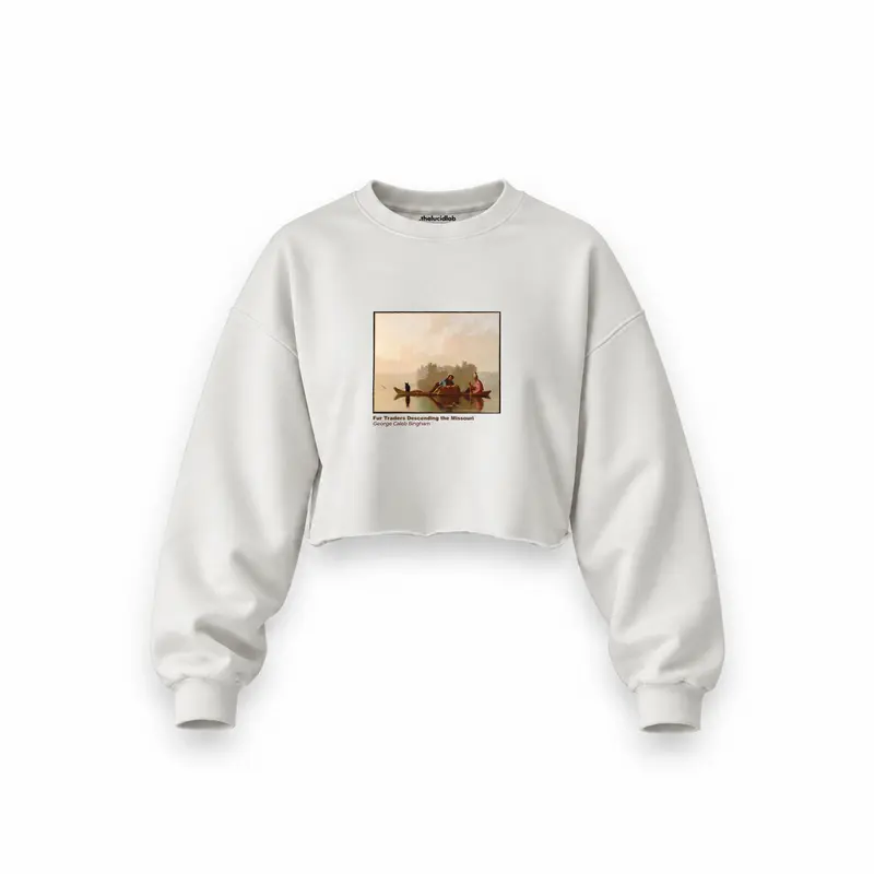 Fur Traders Descending the Missouri Oversize Crop Sweatshirt