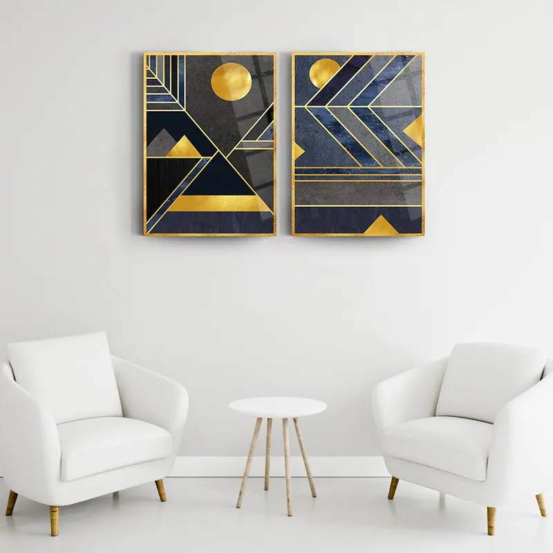 Geometrik Desen-7 2'li Set Cam Tablo