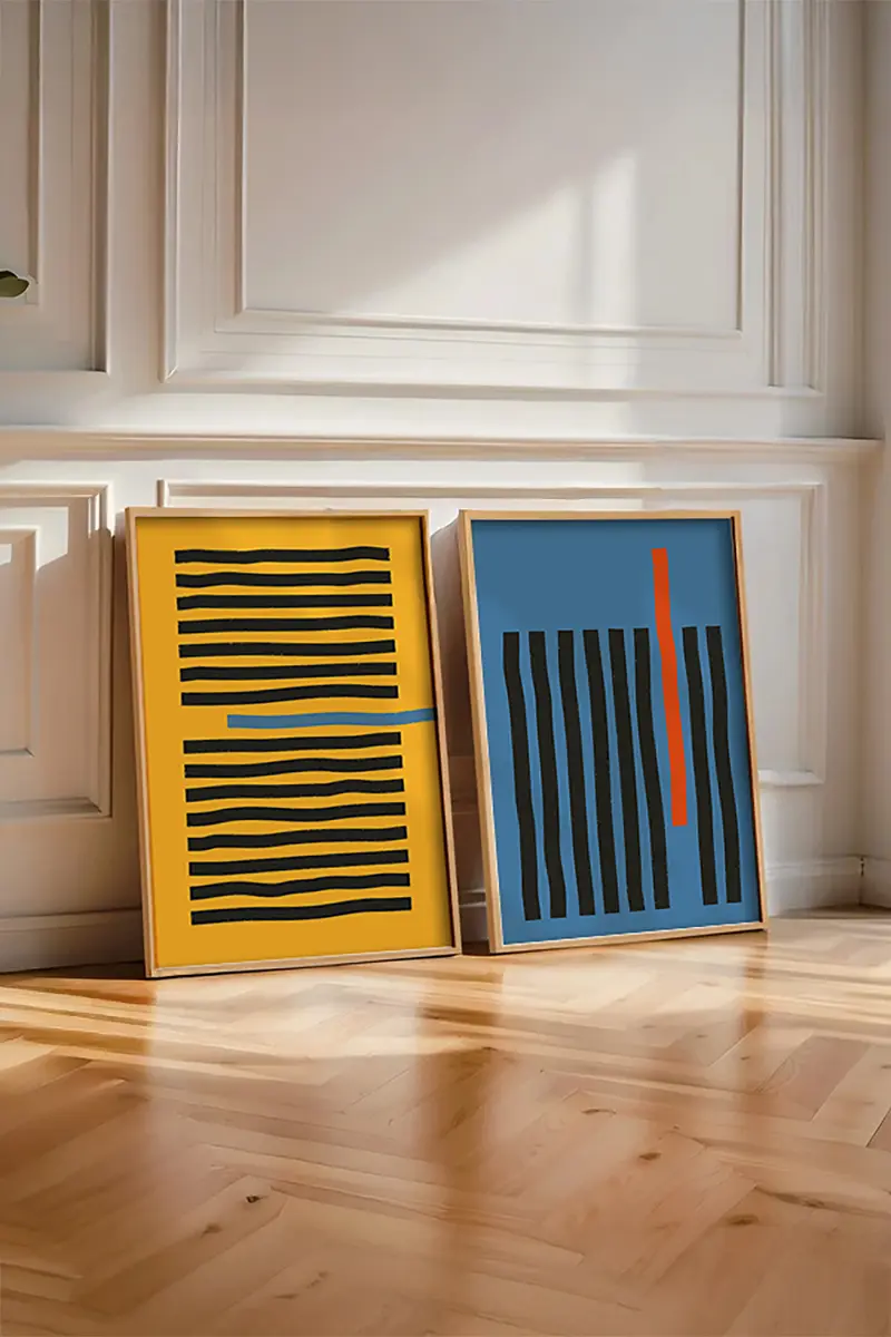 Geometrik Desenli Canlı Renkli Tablo Seti - Modern 2’li Set | huhu128