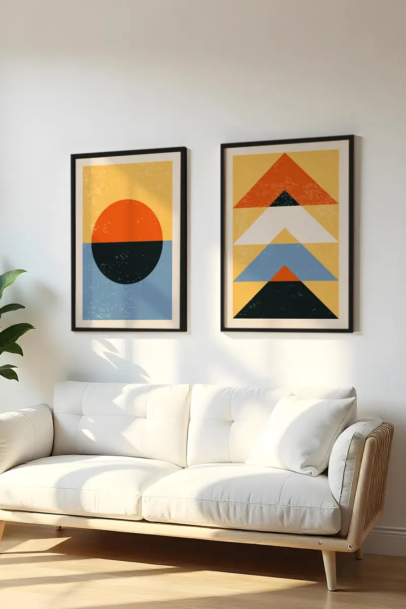 Geometrik Desenli Canlı Tablo Seti - Modern 2’li Set | huhu16