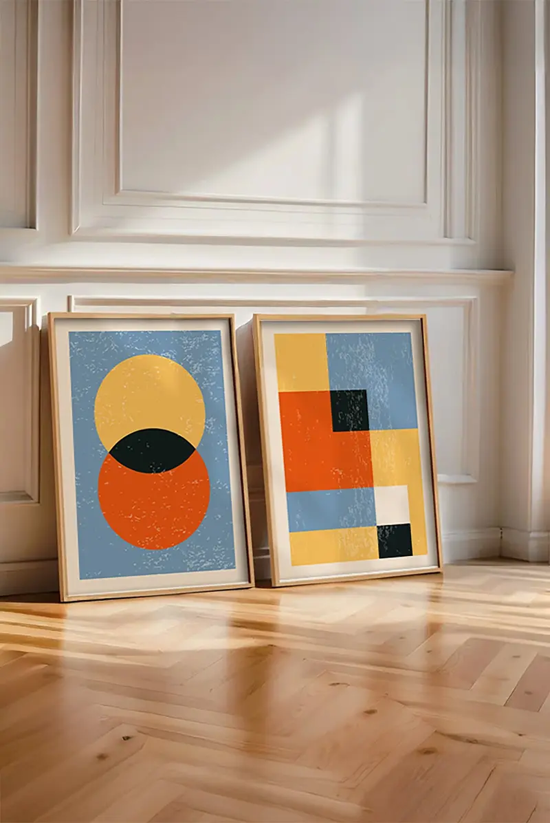 Geometrik Desenli Canlı Tablo Seti - Modern 2’li Set | huhu17