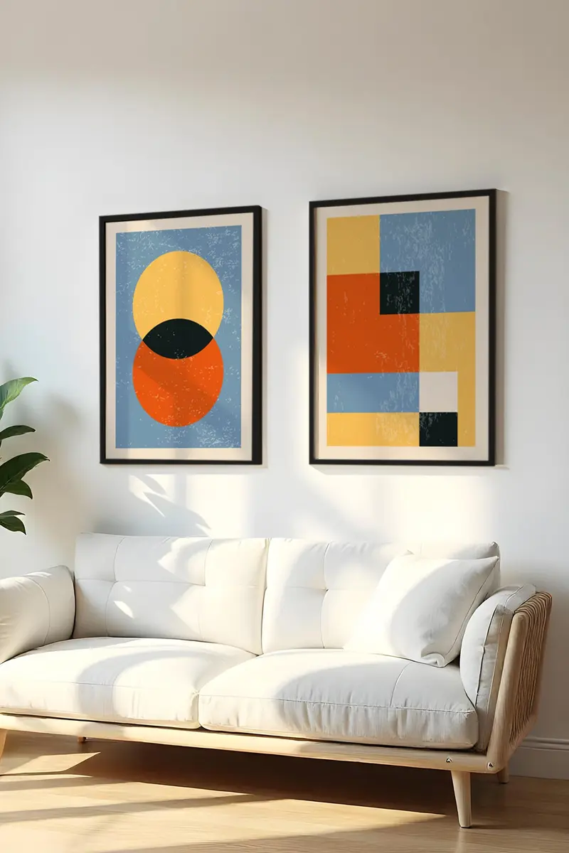 Geometrik Desenli Canlı Tablo Seti - Modern 2’li Set | huhu17