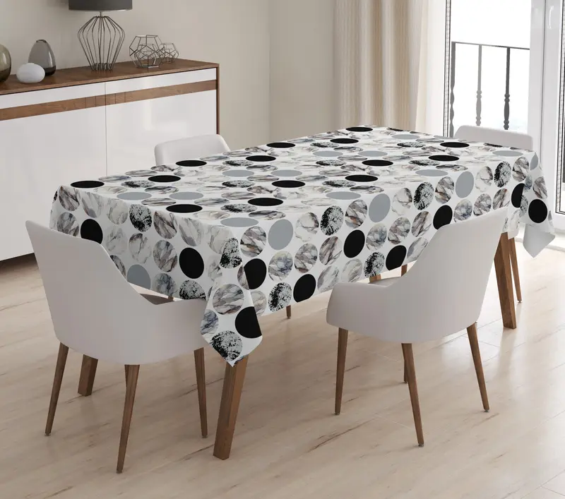 Geometrik Desenli Dijital Baskılı 3D Masa Örtüsü