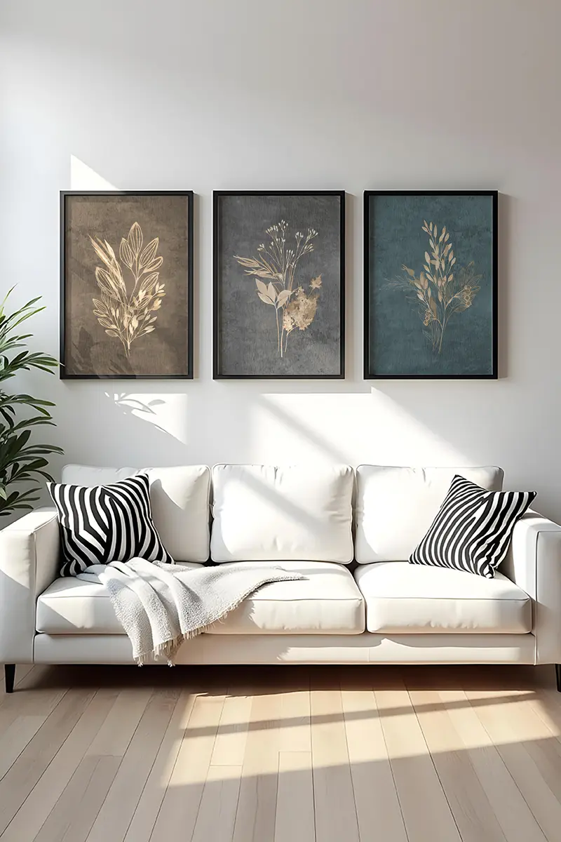 Geometrik Desenli Doğa Tablo Seti - Modern 3’lü Set | huhu242