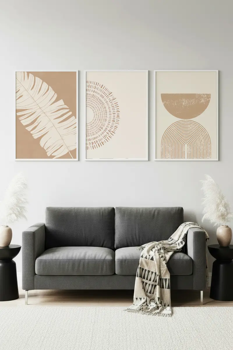 Geometrik Desenli Minimal Tablo Seti - Modern 3’lü Set | huhu259
