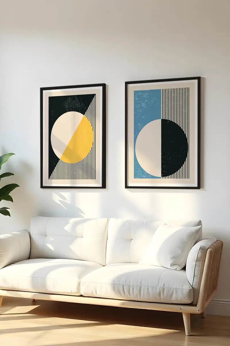 Geometrik Desenli Modern Tablo Seti - 2’li Set | huhu19
