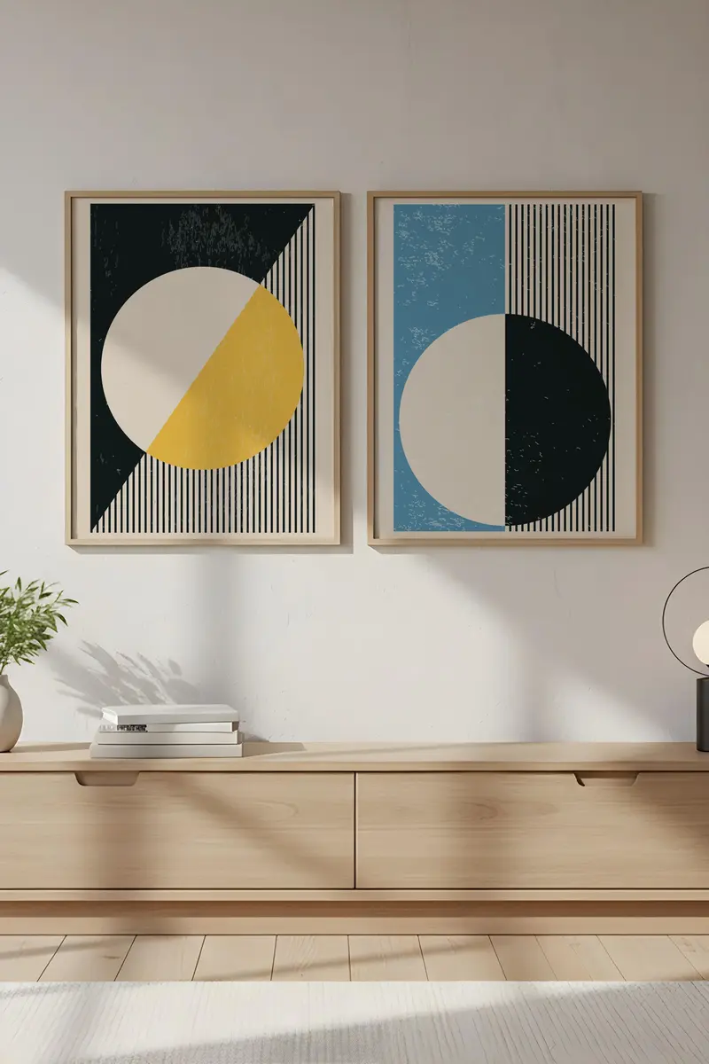 Geometrik Desenli Modern Tablo Seti - 2’li Set | huhu19