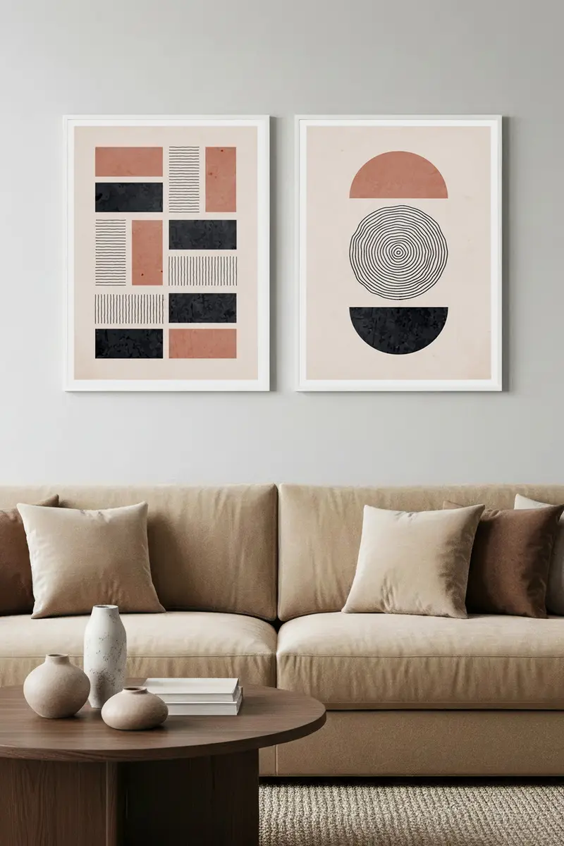 Geometrik Desenli Modern Tablo Seti - 2’li Set | huhu27
