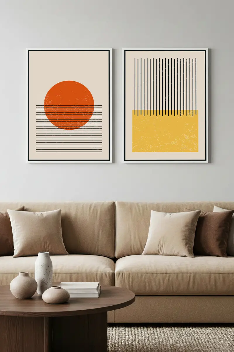 Geometrik Desenli Modern Tablo Seti - 3’lü Set | huhu13
