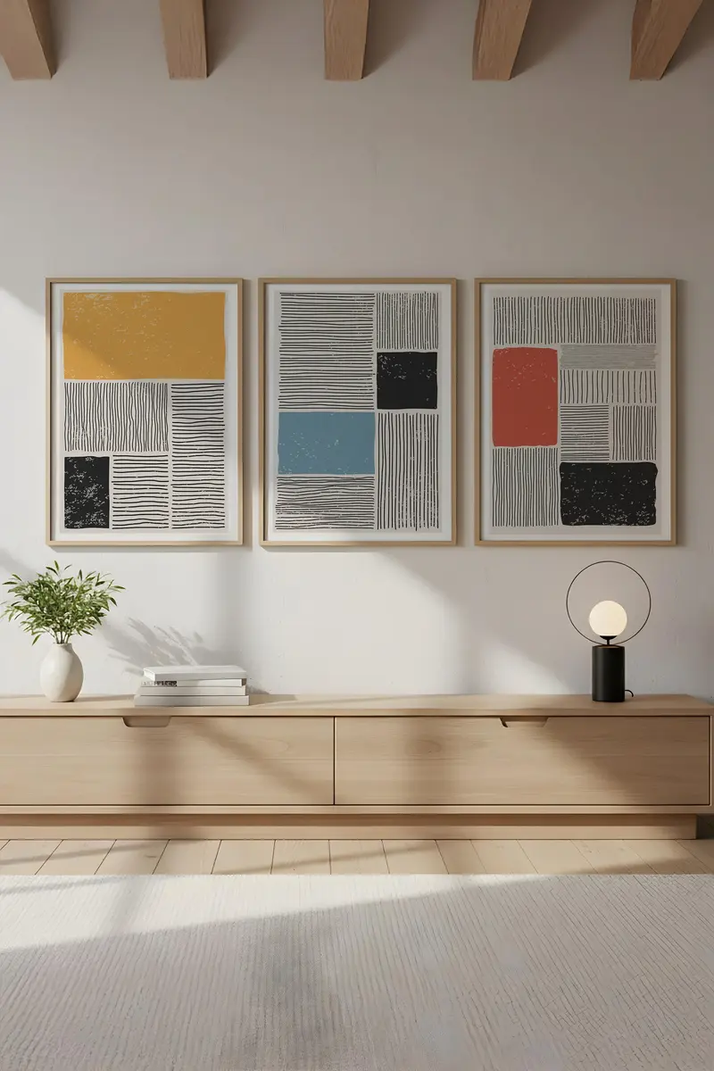Geometrik Desenli Modern Tablo Seti - 3'lü Set | huhu132