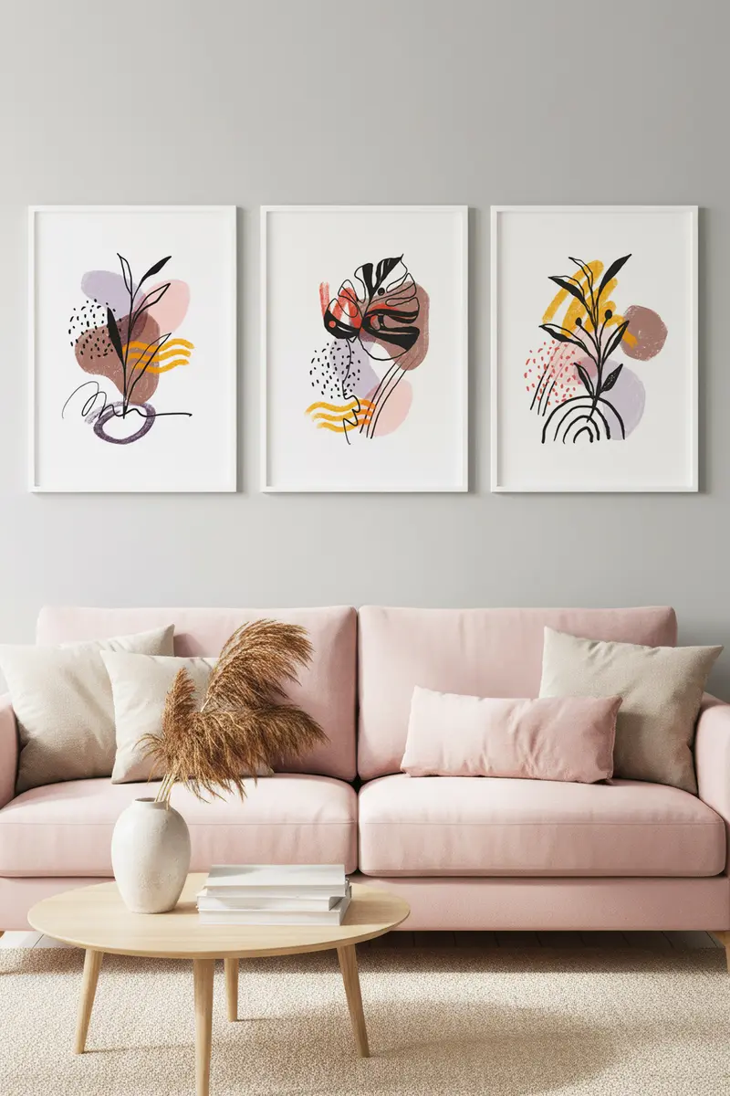 Geometrik Desenli Modern Tablo Seti - 3’lü Set | huhu227