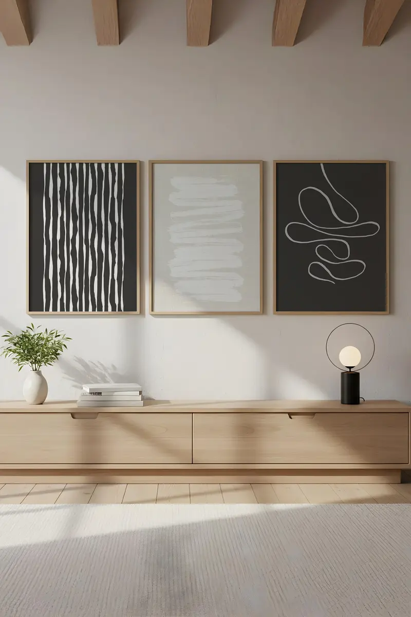 Geometrik Desenli Modern Tablo Seti - 3’lü Set | huhu235