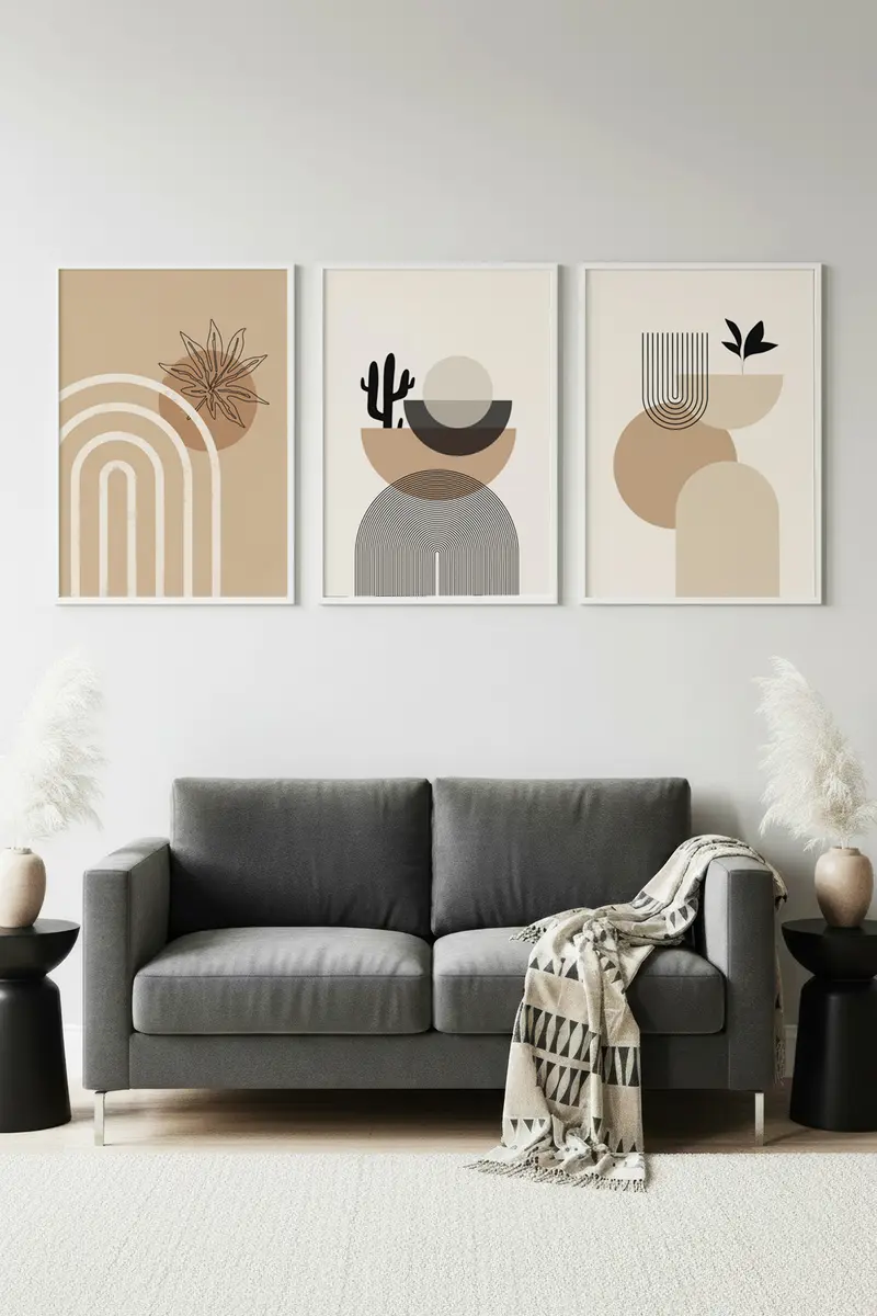 Geometrik Desenli Modern Tablo Seti - 3’lü Set | huhu264