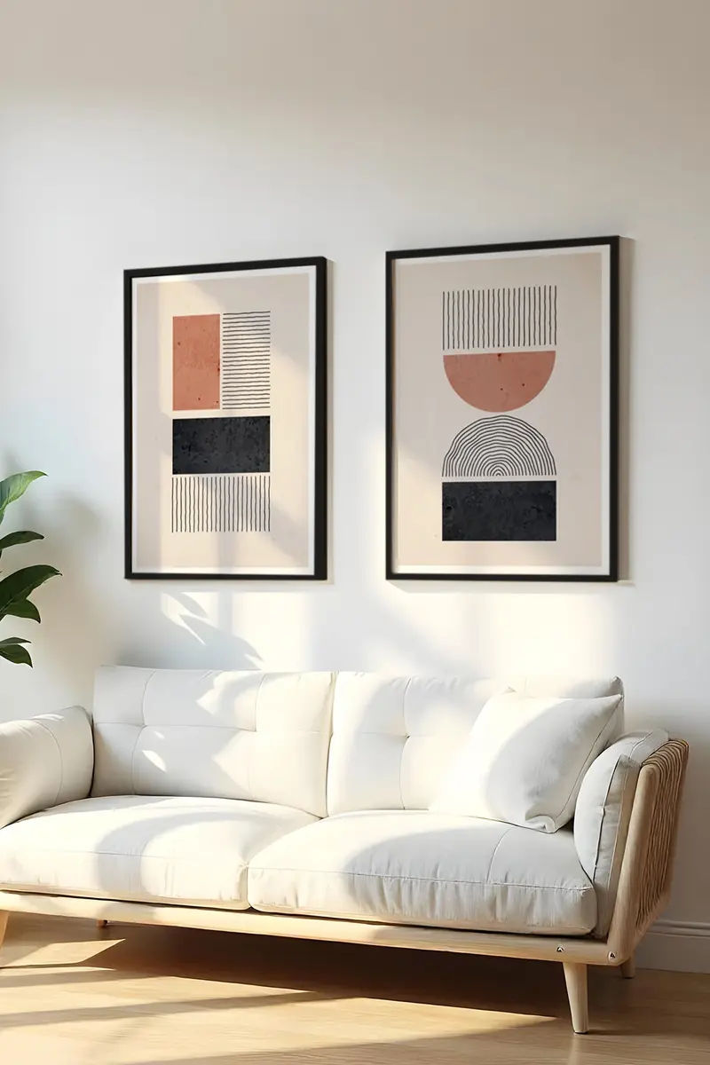 Geometrik Desenli Pastel Tablo Seti - Modern 2’li Set | huhu28