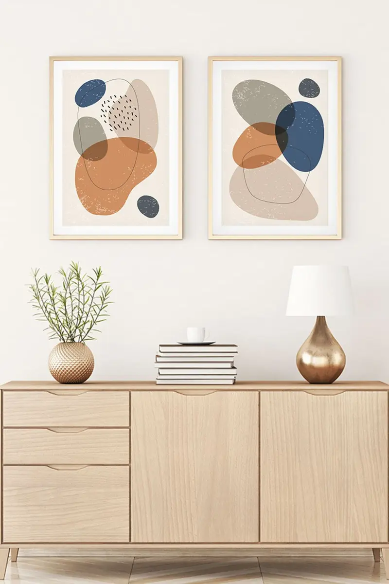 Geometrik Desenli Pastel Tablo Seti - Modern 2’li Set | huhu5