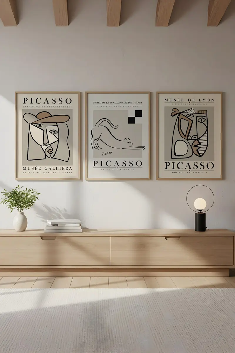 Geometrik Desenli Picasso Tablo Seti - Modern 3’lü Set | huhu254