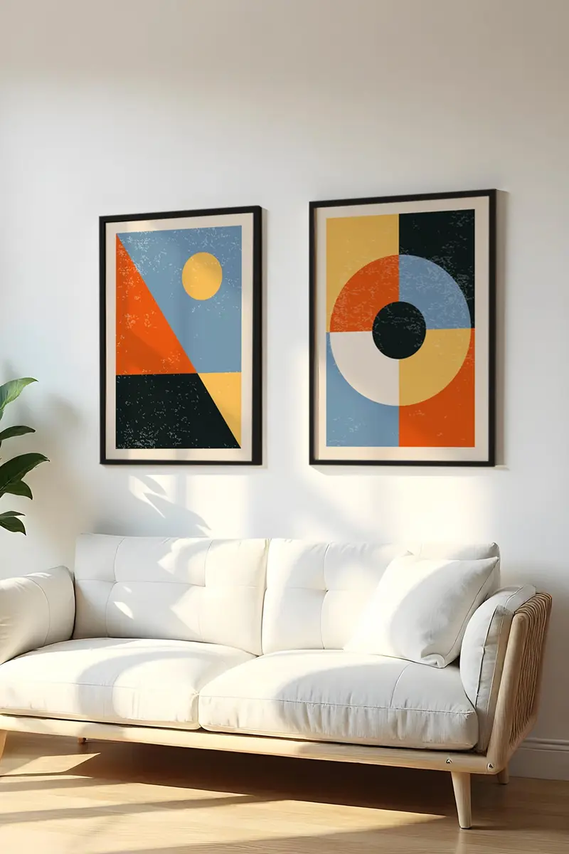 Geometrik Desenli Renkli Tablo Seti - 2'li Set | huhu10