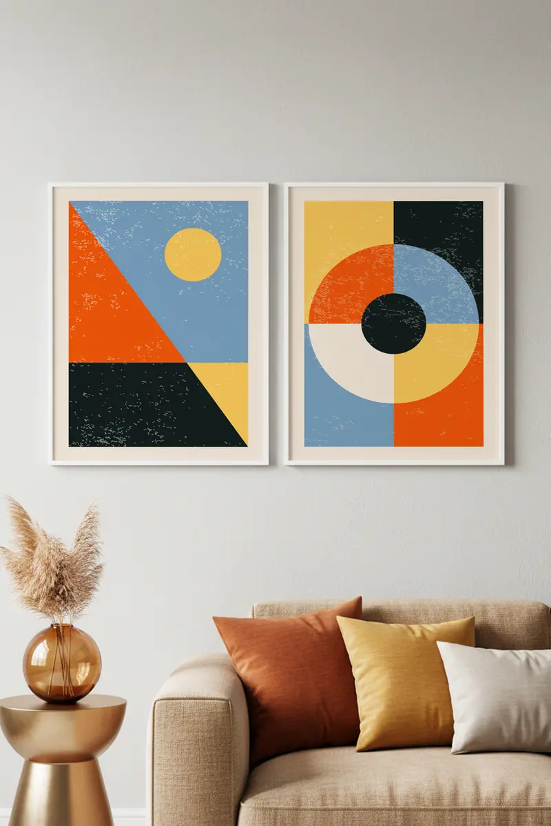 Geometrik Desenli Renkli Tablo Seti - 2'li Set | huhu10