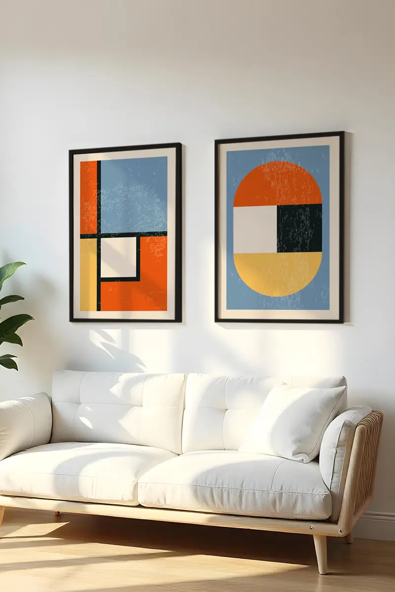 Geometrik Desenli Renkli Tablo Seti - Modern 2’li Set | huhu15