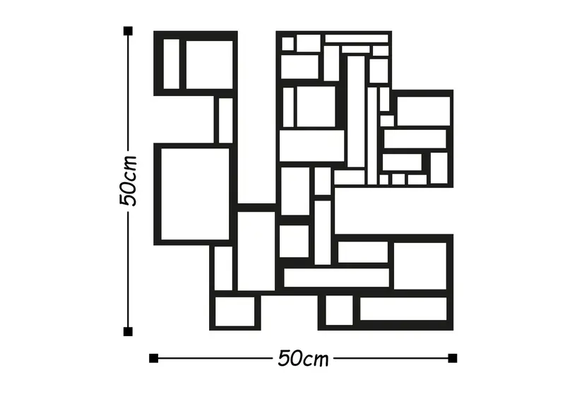 Geometrik Kareler Metal Duvar Panosu - Siyah