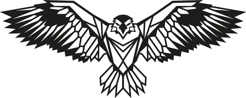 Geometrik Kartal Metal Duvar Panosu - Siyah