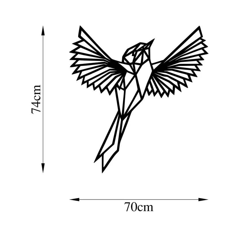 Geometrik Kuş Metal Duvar Panosu - Siyah