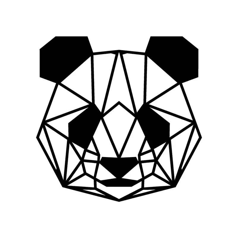 Geometrik Panda Metal Duvar Panosu - Siyah
