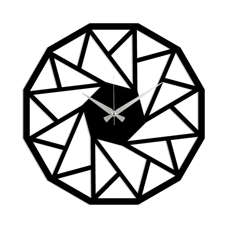 Geometrik Üçgen Siyah Metal Duvar Saati
