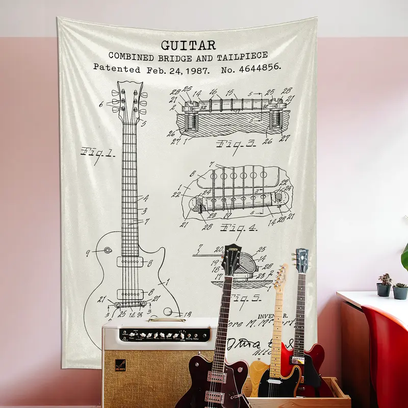 Gibson Les Paul Gitar Ivory Duvar Örtüsü