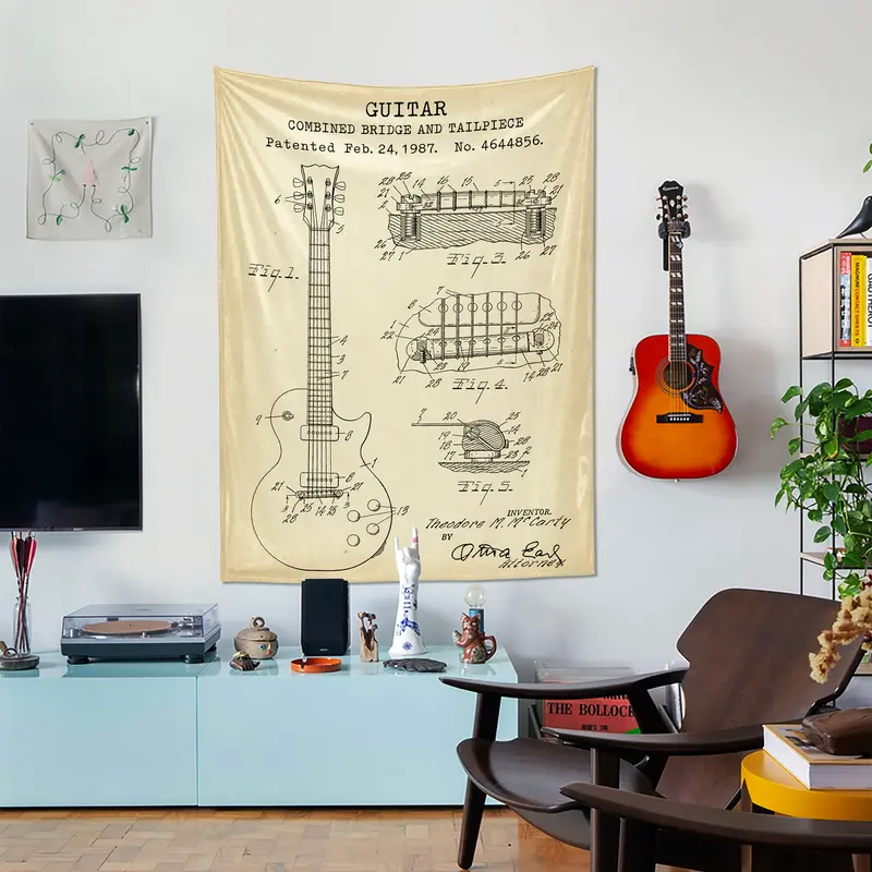 Gibson Les Paul Gitar Vintage Duvar Örtüsü