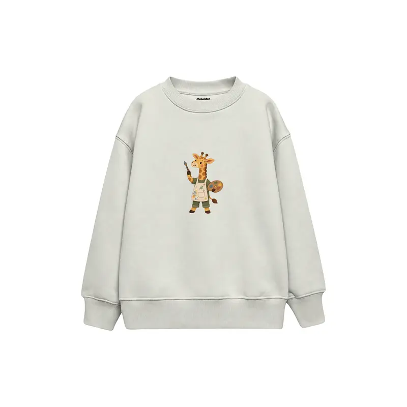 Giraffe Artist Holding a Paintbrush Çocuk Sweatshirt
