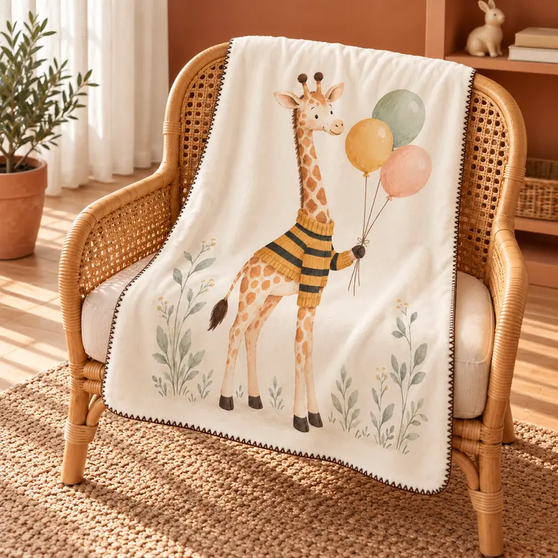 Giraffe Balloons Polar Bebek Battaniyesi